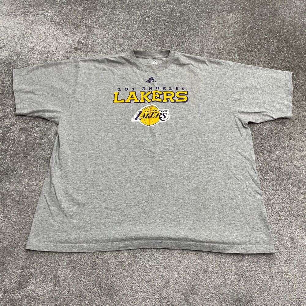 Adidas Los Angeles Lakers Graphic T-Shirt Mens 2XL Gray Crew Neck Sports NBA Tee